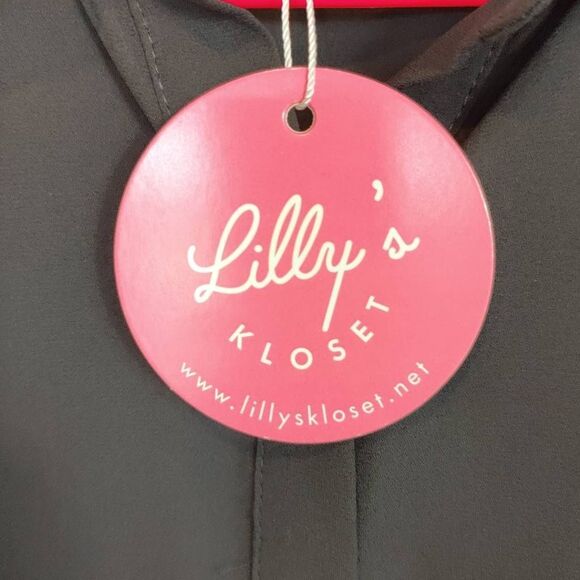 Lillys Top Womens Large Kloset Button Up Tulle Black - Picture 7 of 10